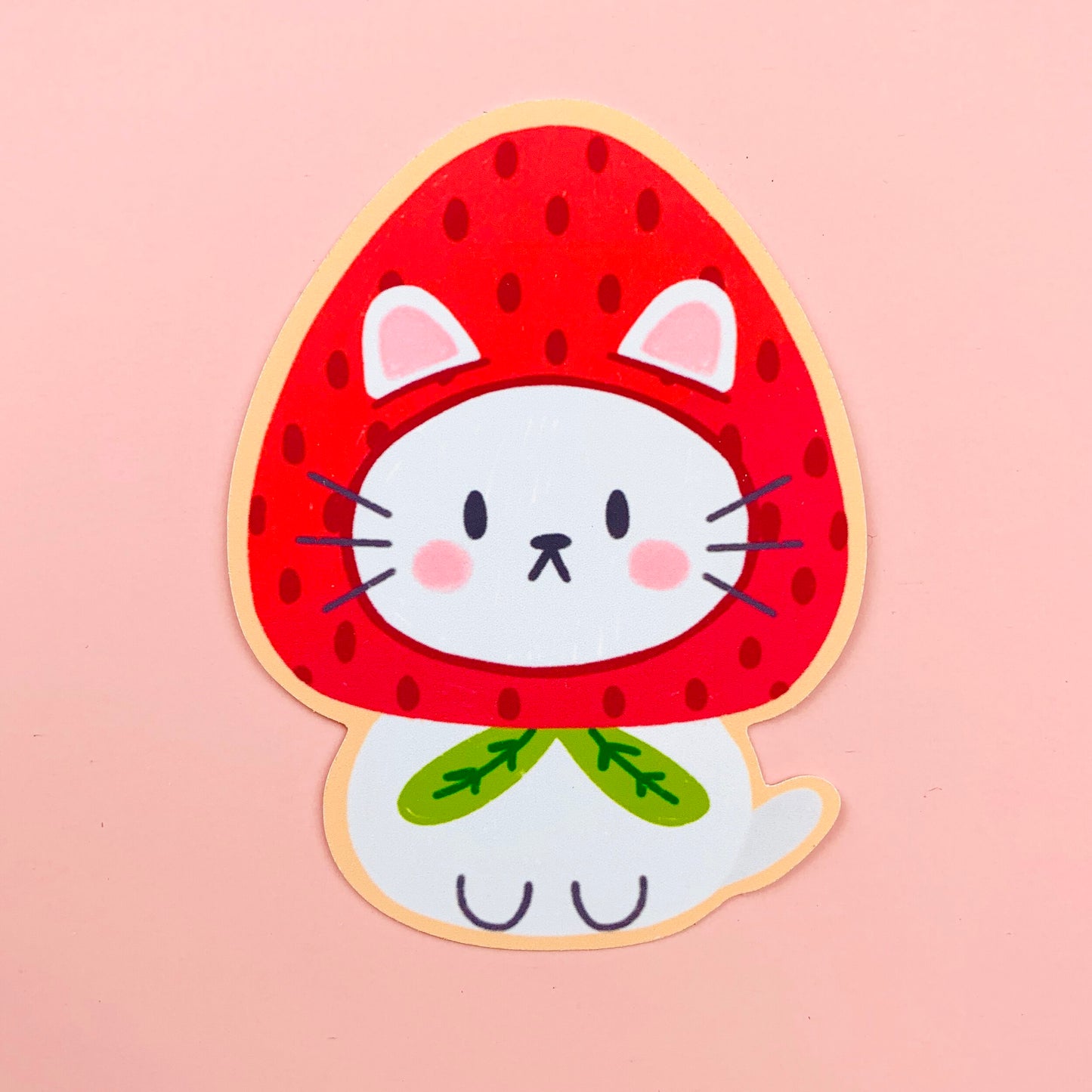 Strawberry Cat Vinyl Sticker