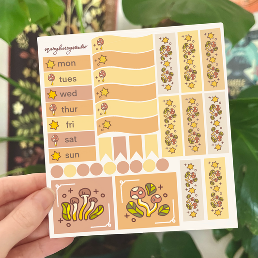 Mushroom Hobonichi Cousin Sticker Kit