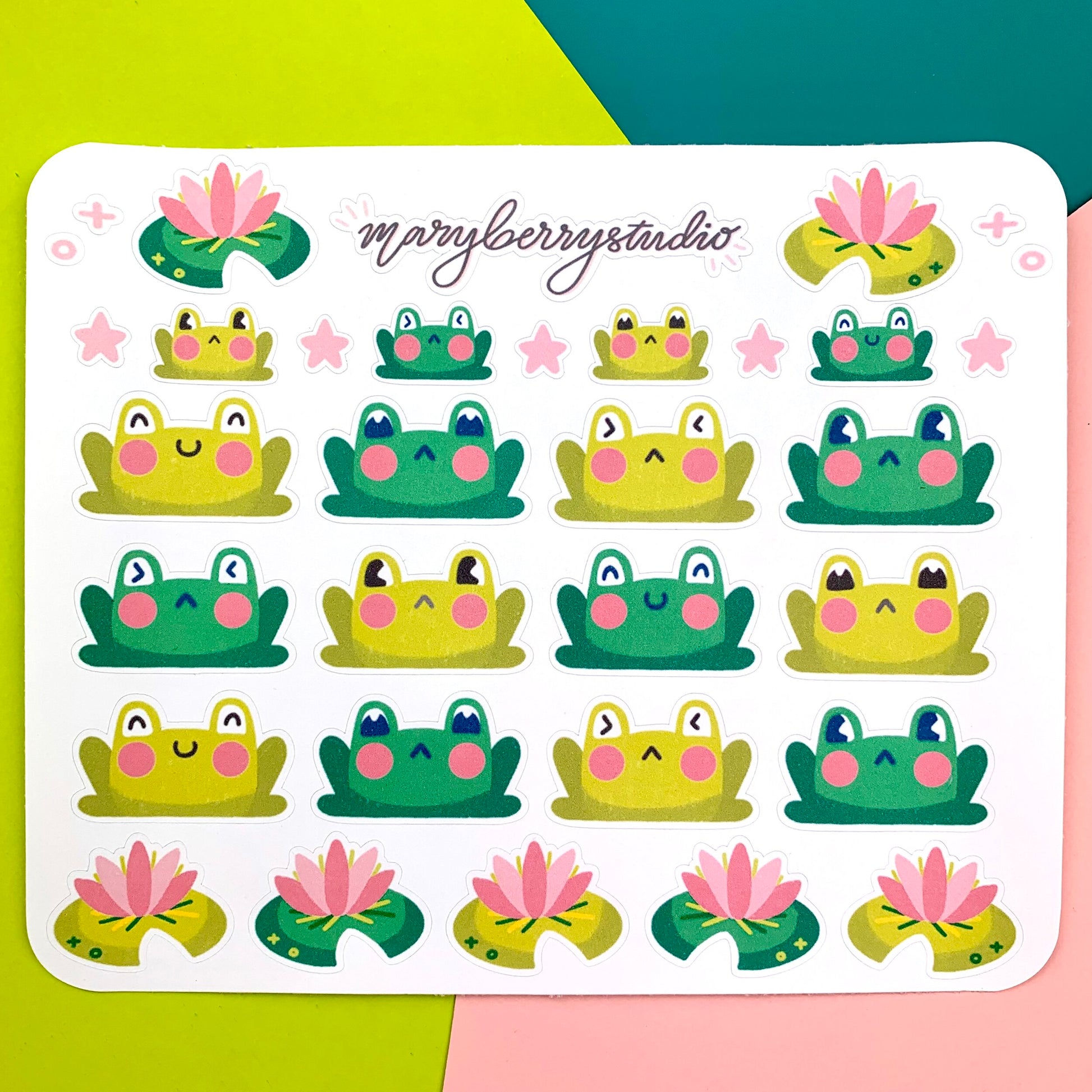 Frog and Pond Sticker Sheet | For bullet journals, stationery supplies, notes, &amp; decoration