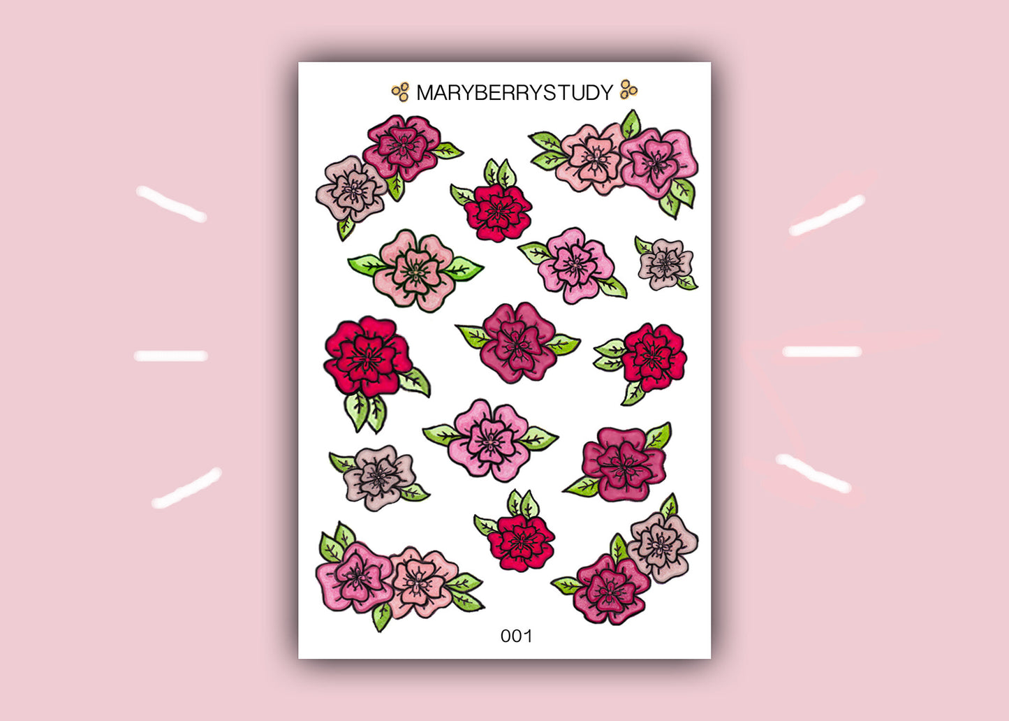 Pink and Red Flower Stickers