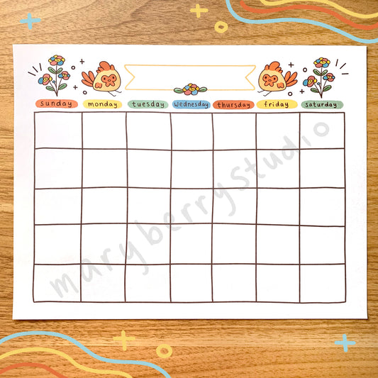 Cottage Farm Calendar Digital Printable